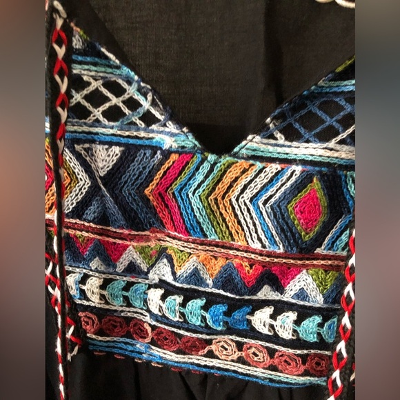 Cyn Cynthia Mehra|Boho floral embroidered black flowy dress with tassels•NWOT - Picture 15 of 15